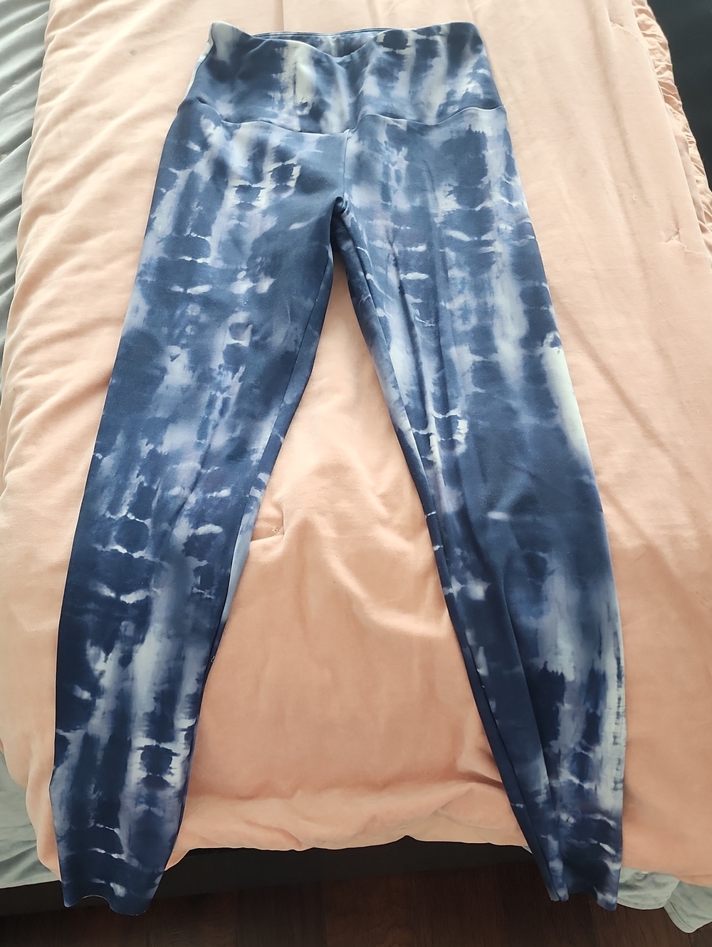 MPG Navy and White Tie-Dye High-Rise Leggings
